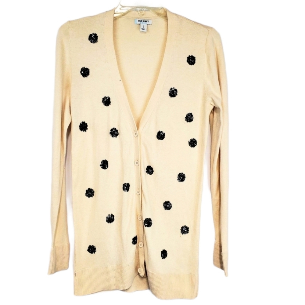 Old Navy long cardigan sparkle emblem spot